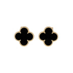 18k Vintage Clover Black Earrings