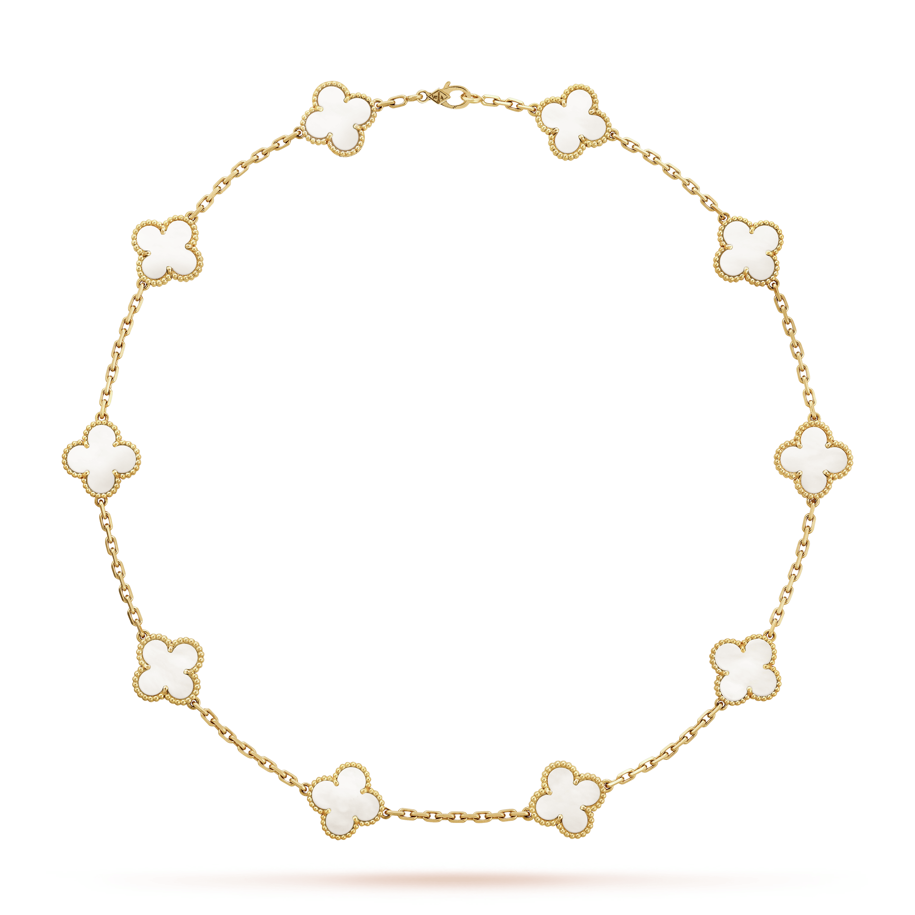 18K Vintage Clover Pearl 10 Motifs Necklace
