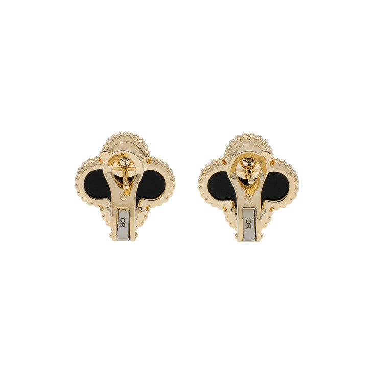 Pendientes Trébol Vintage Negros en Oro 18K