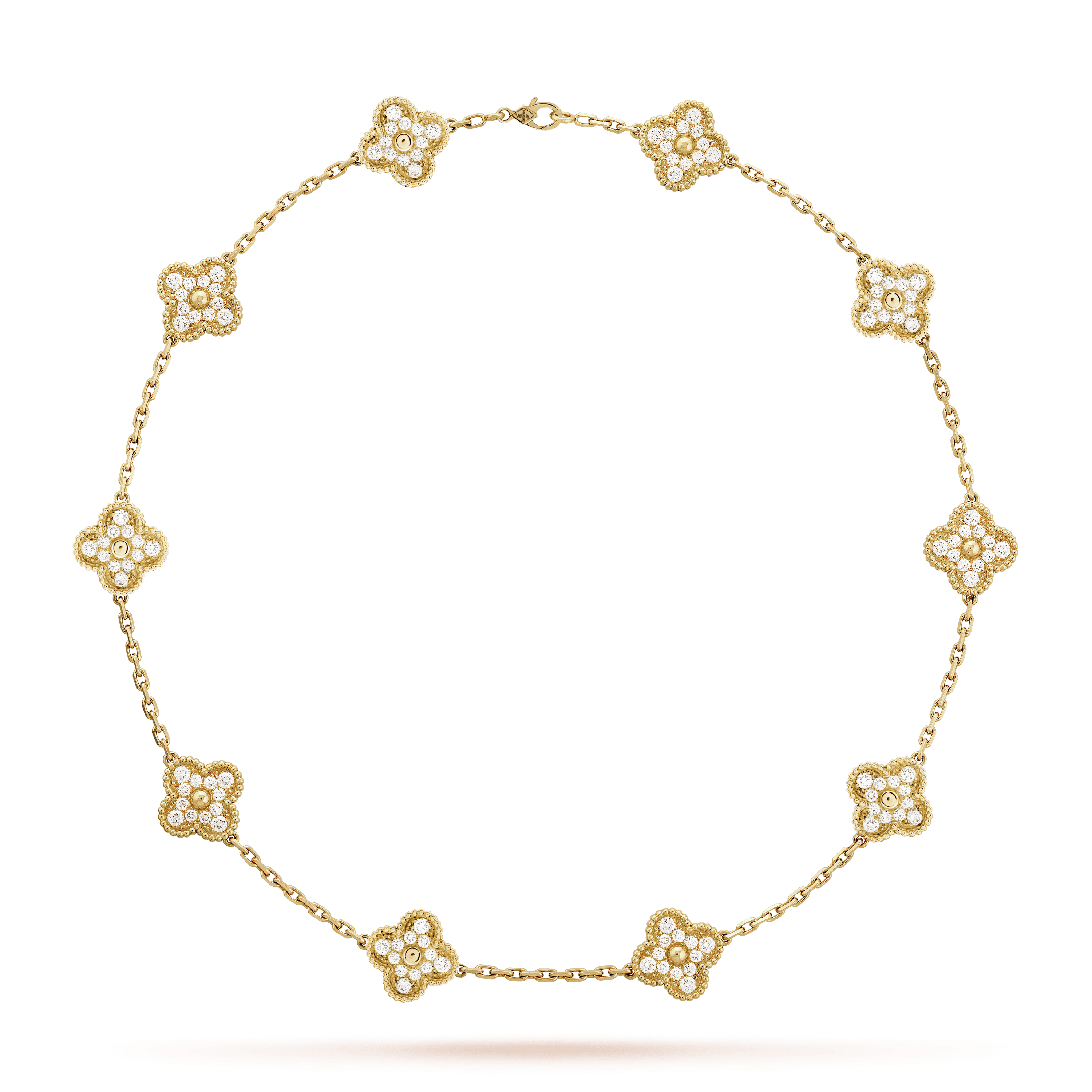 18K Vintage Clover Diamonds 10 Motifs Necklace