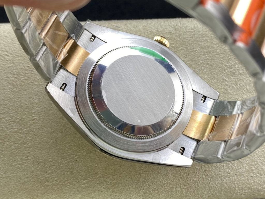 DATEJUST 41MM SMOOTH BEZEL GOLD STEEL GREY DIAL