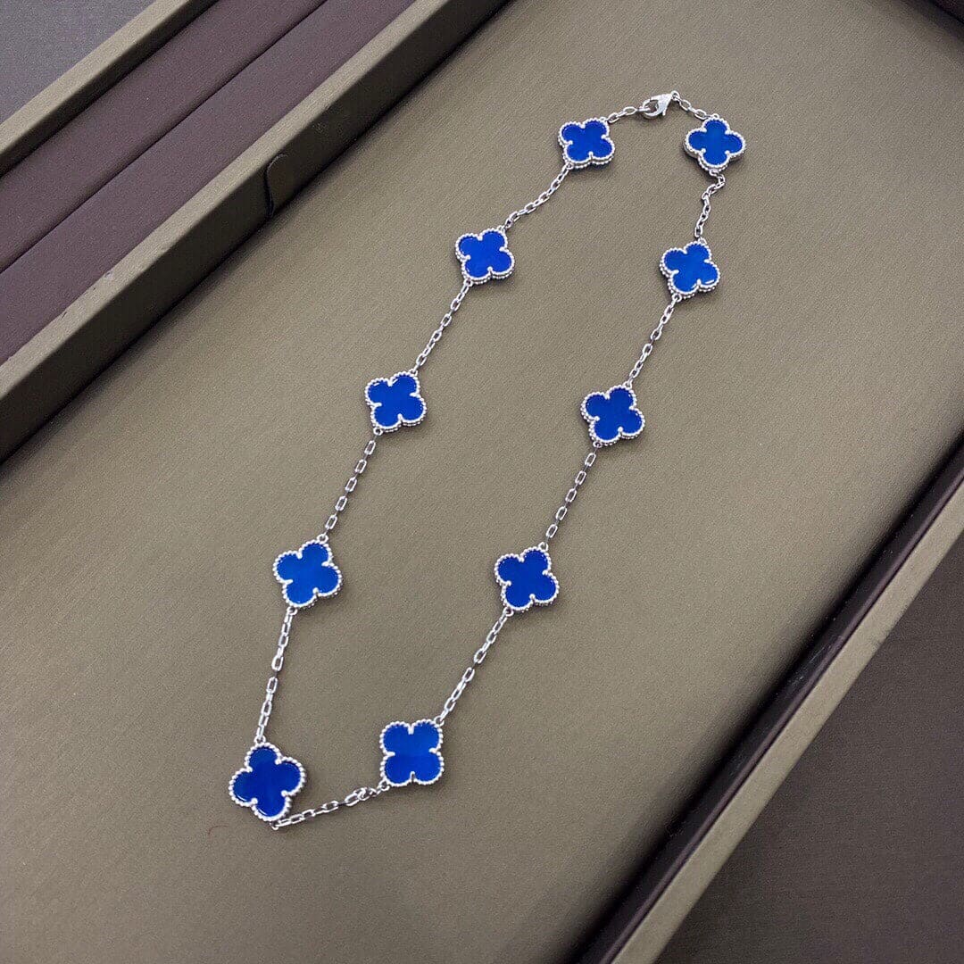 18K Vintage Clover Blue 10 Motifs Necklace