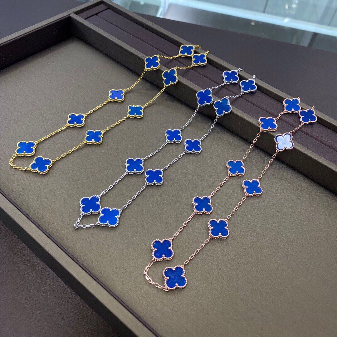 18K Vintage Clover Blue 10 Motifs Necklace
