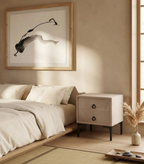 SEZANNE セザンヌ ナイトテーブル 2引き出し ベルベット張り トープ メタル脚