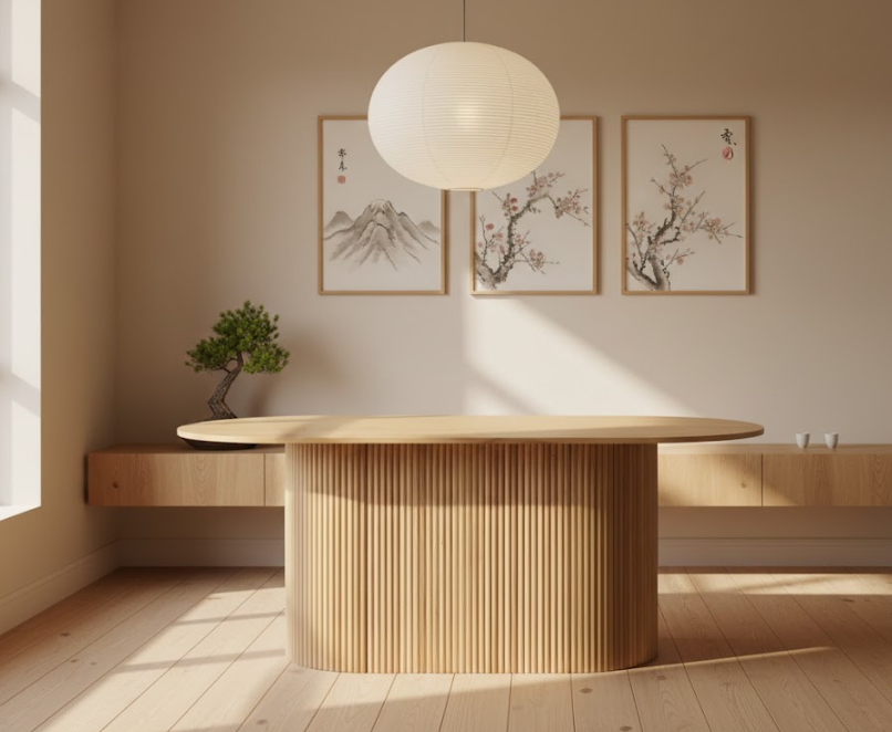 LUNNIN ダイニングテーブル ライトオーク 180×90cm 楕円形 すのこベース