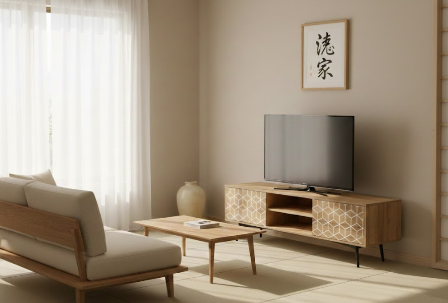 PRESCOT テレビボード ブラウン レトロ調 テレビ台 装飾扉デザイン ～60型対応