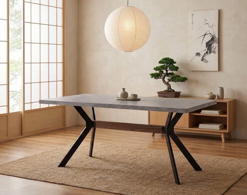 BENSON ダイニングテーブル コンクリート調 グレー 160×90cm