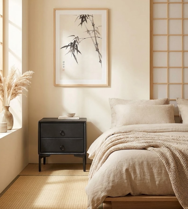 SEZANNE セザンヌ ナイトテーブル 2引き出し 合成レザー張り ブラック メタル脚