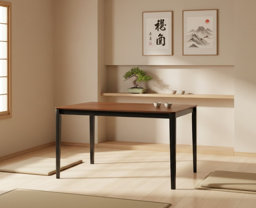 CEDAR ダイニングテーブル ダークウォールナット 135×80cm 長方形 MDF天板 ラバーウッド脚