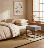 CAIRO カイロ ナイトテーブル 1引き出し インダストリアル コンクリート調 ライトグレー メタルフレーム