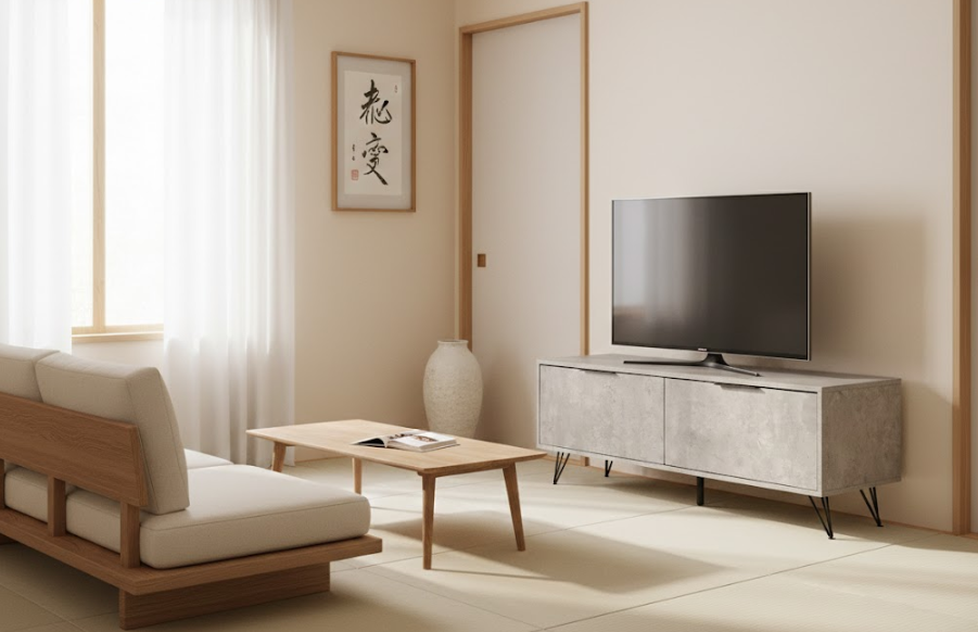 HALSTON テレビボード グレー コンクリート調 インダストリアル テレビ台 収納キャビネット2杯 ～55型対応