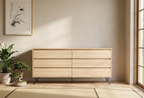 CARDIGAN チェスト タンス 6段引き出し ライトブラウン 木目調収納キャビネット ベッドルーム・リビング用