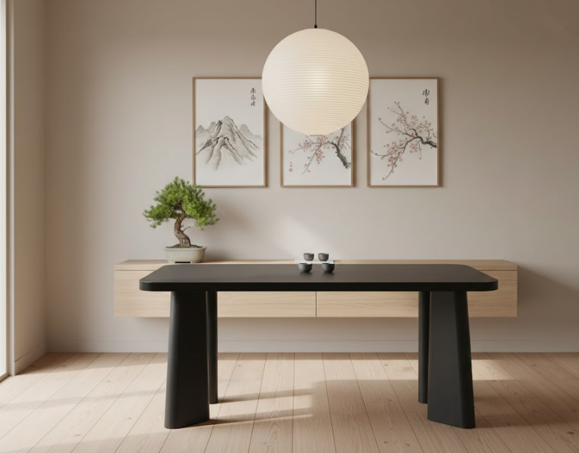 ATLIN ダイニングテーブル ブラック 180×90cm 長方形 MDF天板 スチール脚