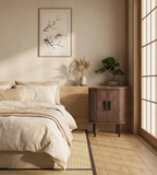 BRADLEY ブラッドリー ナイトテーブル ダークブラウン 引き戸付き レトロ収納 MDF・パイン材 40×30×55cm