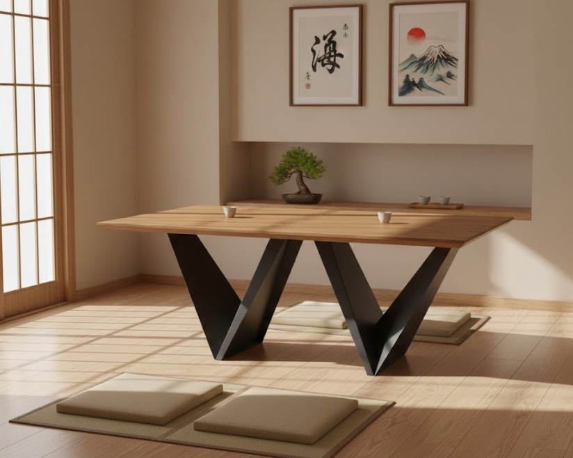 SINTRA ダイニングテーブル ダークブラウン 200×100cm MDF天板 メタルベース