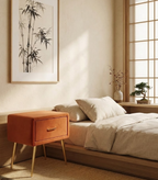 FLAYAT フレイアット ナイトテーブル 1引き出し ベルベット張り オレンジ ゴールド脚