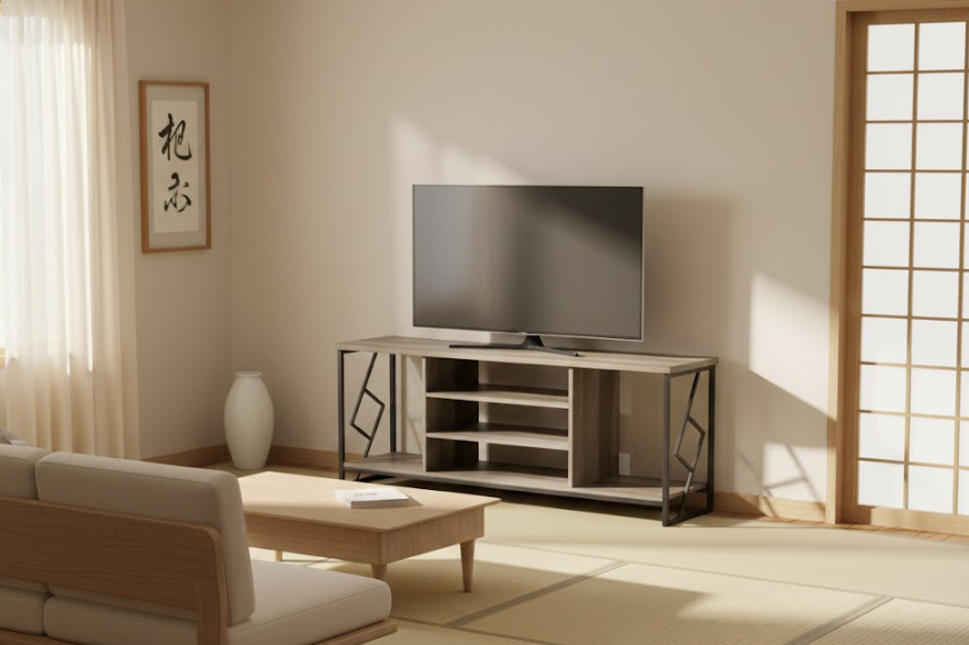 FORRES インダストリアル テレビボード 幅140cm ブラウン×ブラック 収納付き TV台（～65インチ対応）