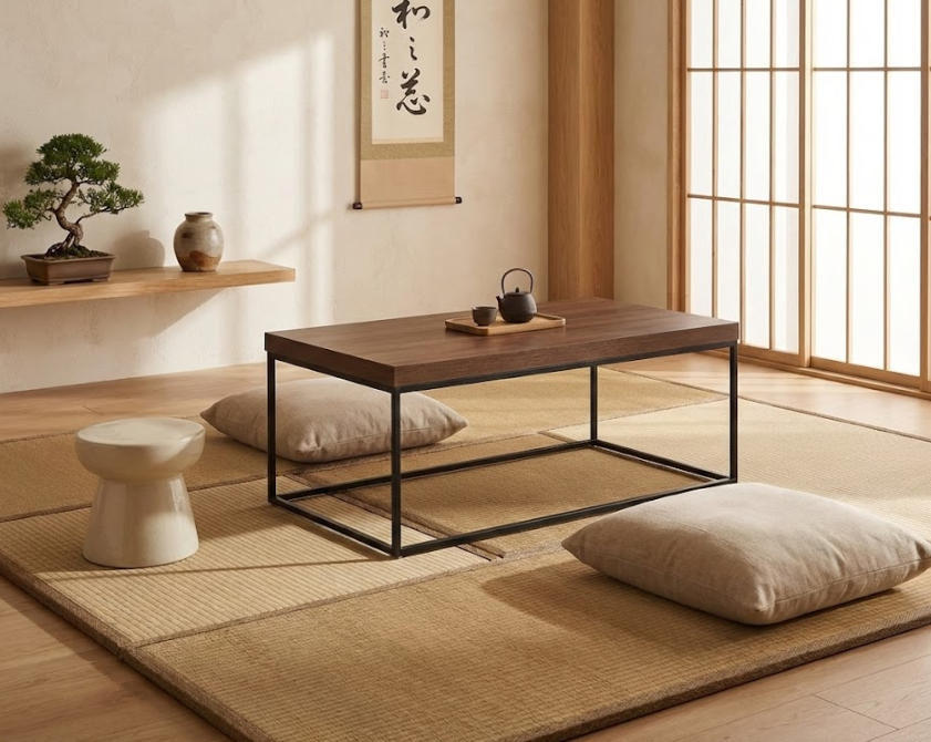 インダストリアル コーヒーテーブル メタルフレーム ダークブラウン