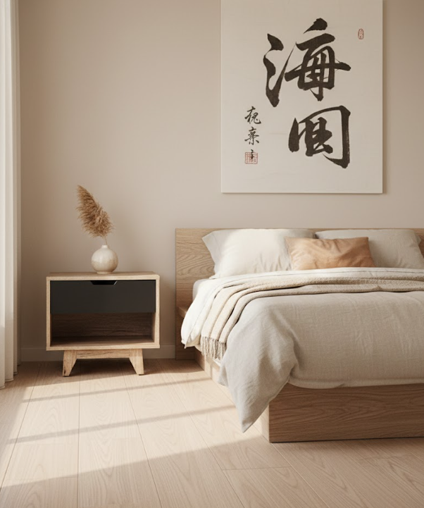 スカンジナビアン ナイトテーブル 引き出し付き オープン棚