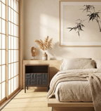 ジオメトリック柄 1引き出し ナイトテーブル ダークブラウン