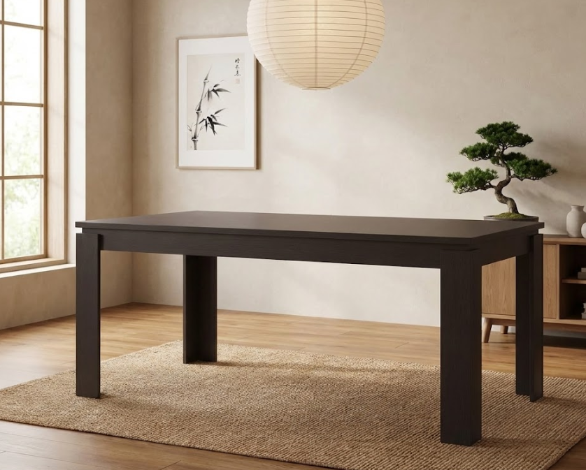 VITON ダイニングテーブル ダークブラウン 180×90cm オーク調突板 MDF天板 6〜8人用