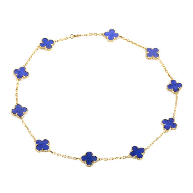 18K Vintage Clover Blue 10 Motifs Necklace