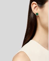 Green Clover Stud Earrings for Women – Gold Plated Minimalist Jewelry