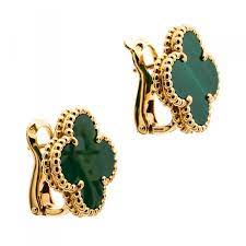 Green Clover Stud Earrings for Women – Gold Plated Minimalist Jewelry