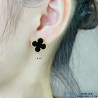 Pendientes Trébol Vintage Negros en Oro 18K