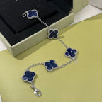 18K Vintage Clover Crystal Blue Bracelet