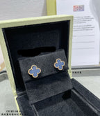 Pendientes Trébol Vintage Negros en Oro 18K