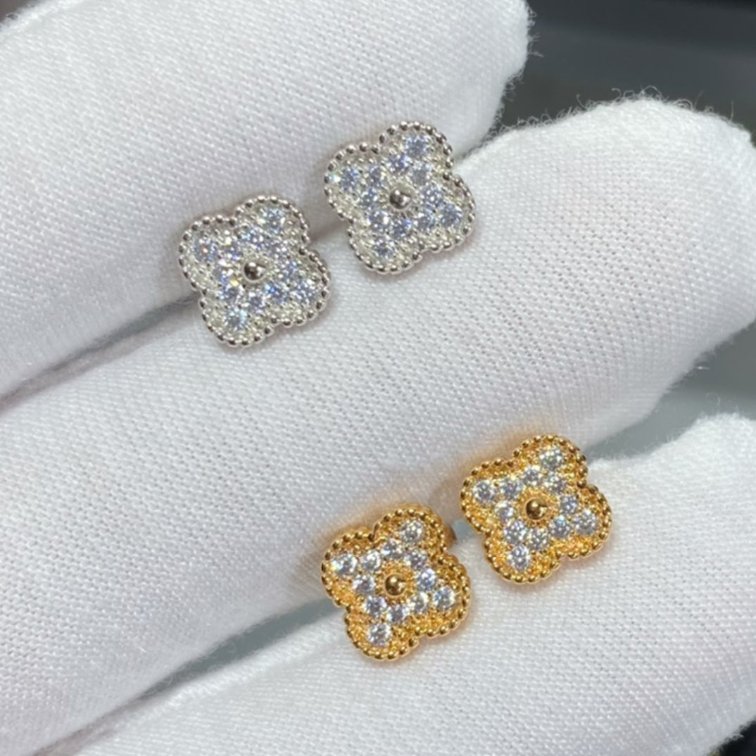 18K Vintage Clover Diamonds Earrings