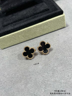 Pendientes Trébol Vintage Negros en Oro 18K