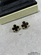 Pendientes Trébol Vintage Negros en Oro 18K