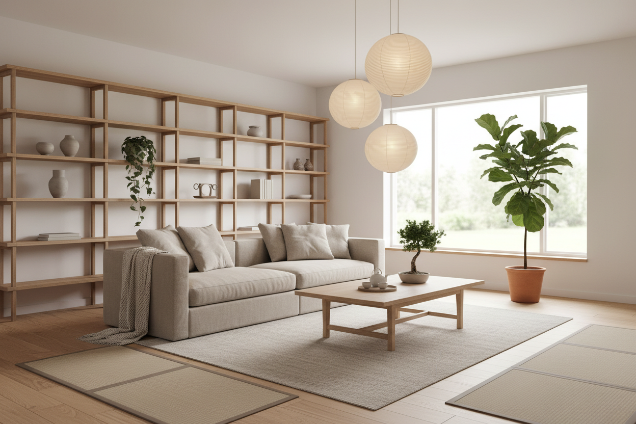 nội thất phòng khách scandivian japan