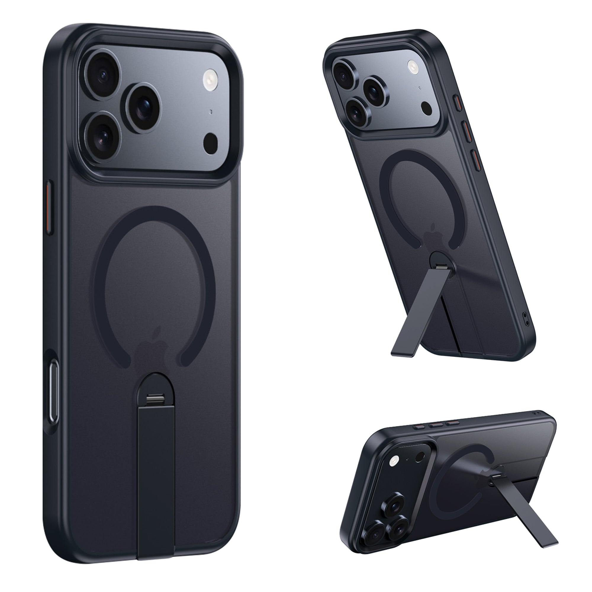 iPhone 17 Pro Max 用 360度回転スタンド付き耐衝撃スマホケース