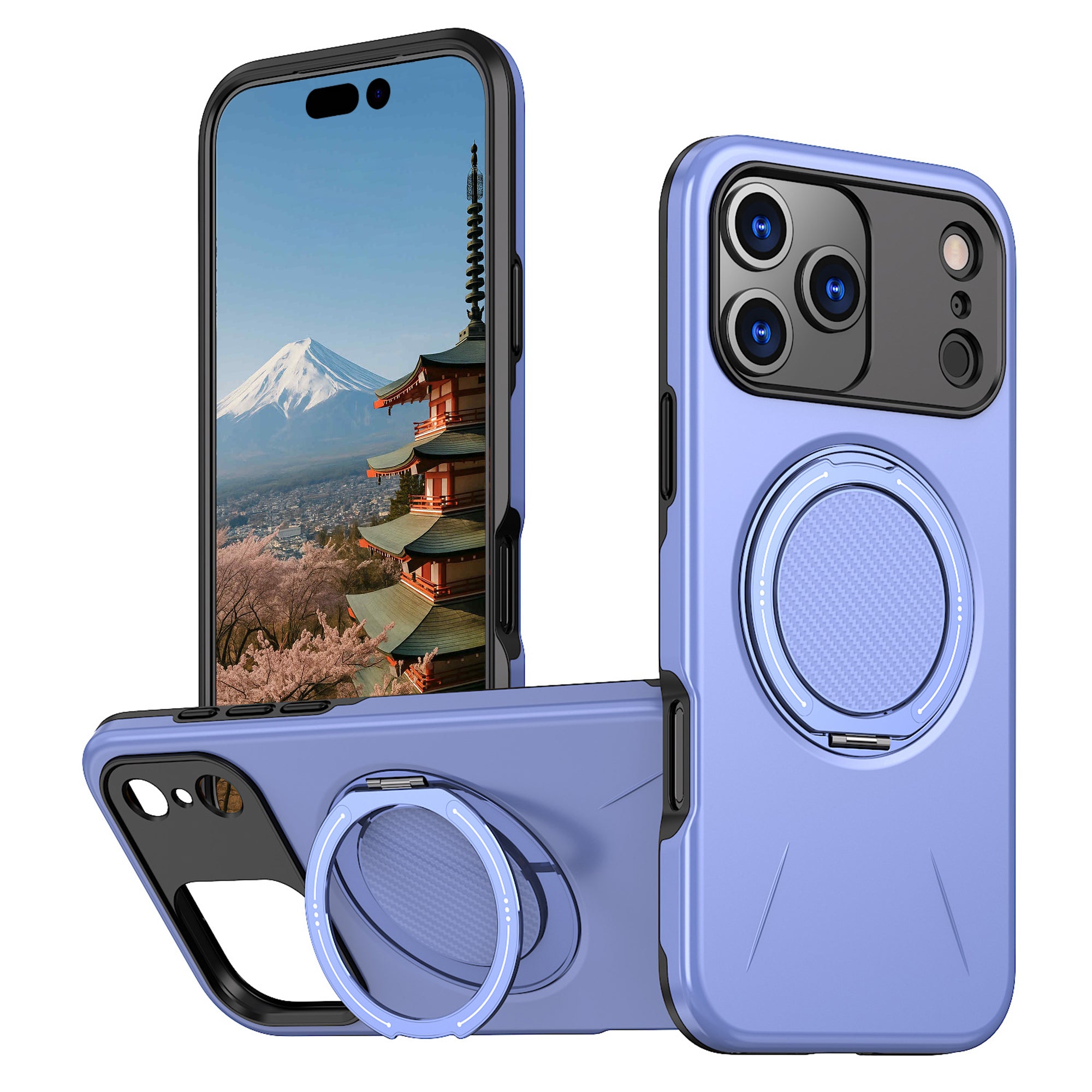 iPhone 17 Pro Max 用 360度回転スタンド付き耐衝撃スマホケース