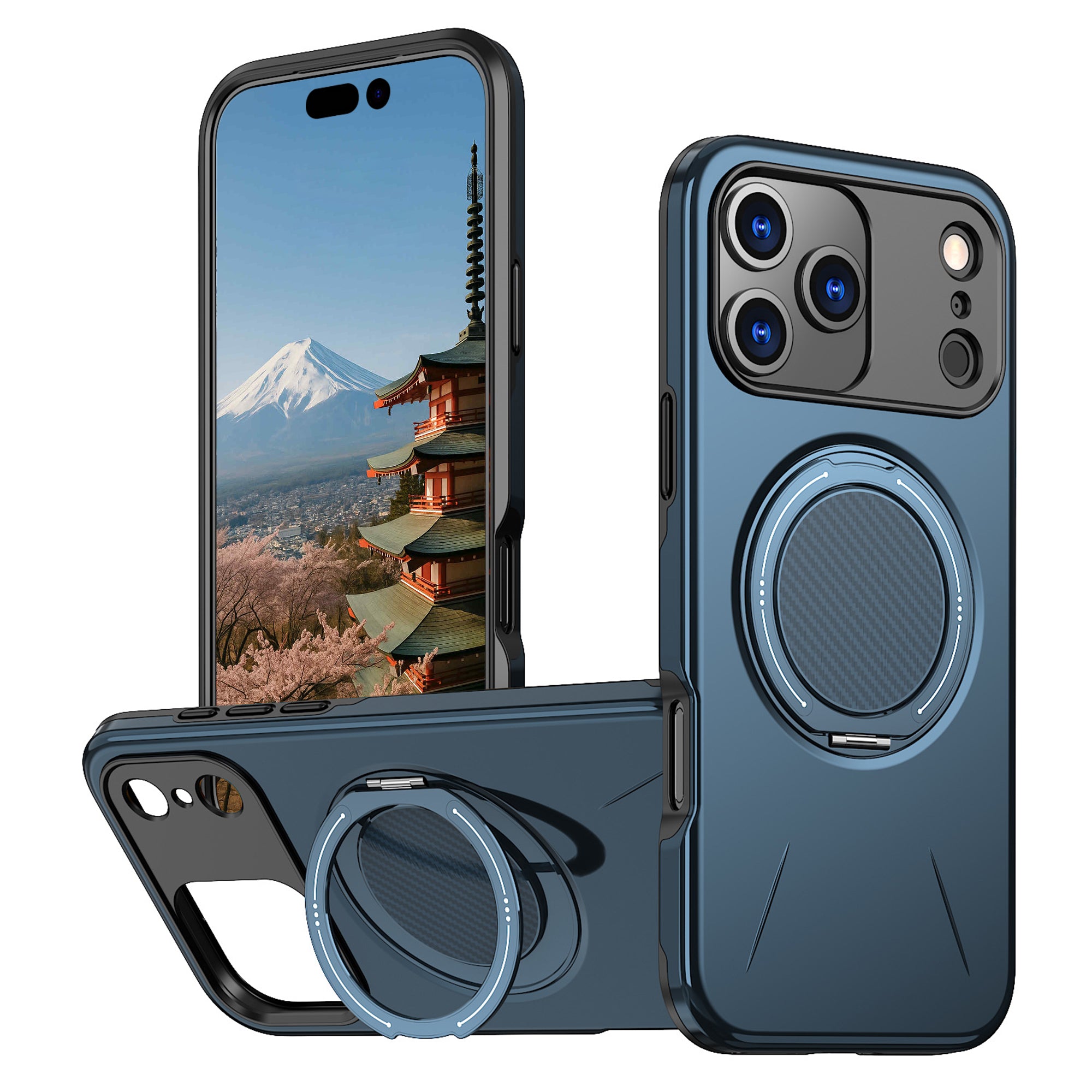 iPhone 17 Pro Max 用 360度回転スタンド付き耐衝撃スマホケース