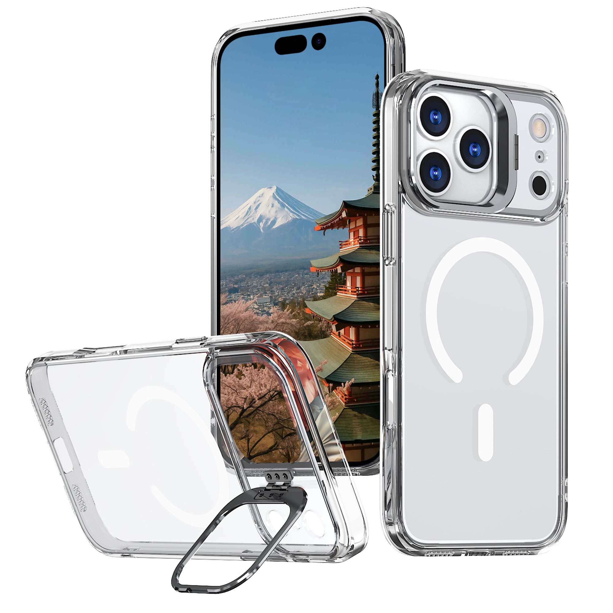 iPhone 17 Pro Max 用 ケース MagSafe対応 180°回転スタンド付き リング付き マットカラー 米軍規格 耐衝撃 カメラ保護 マグネット搭載 ワイヤレス充電対応 軽量 ストラップホール付き