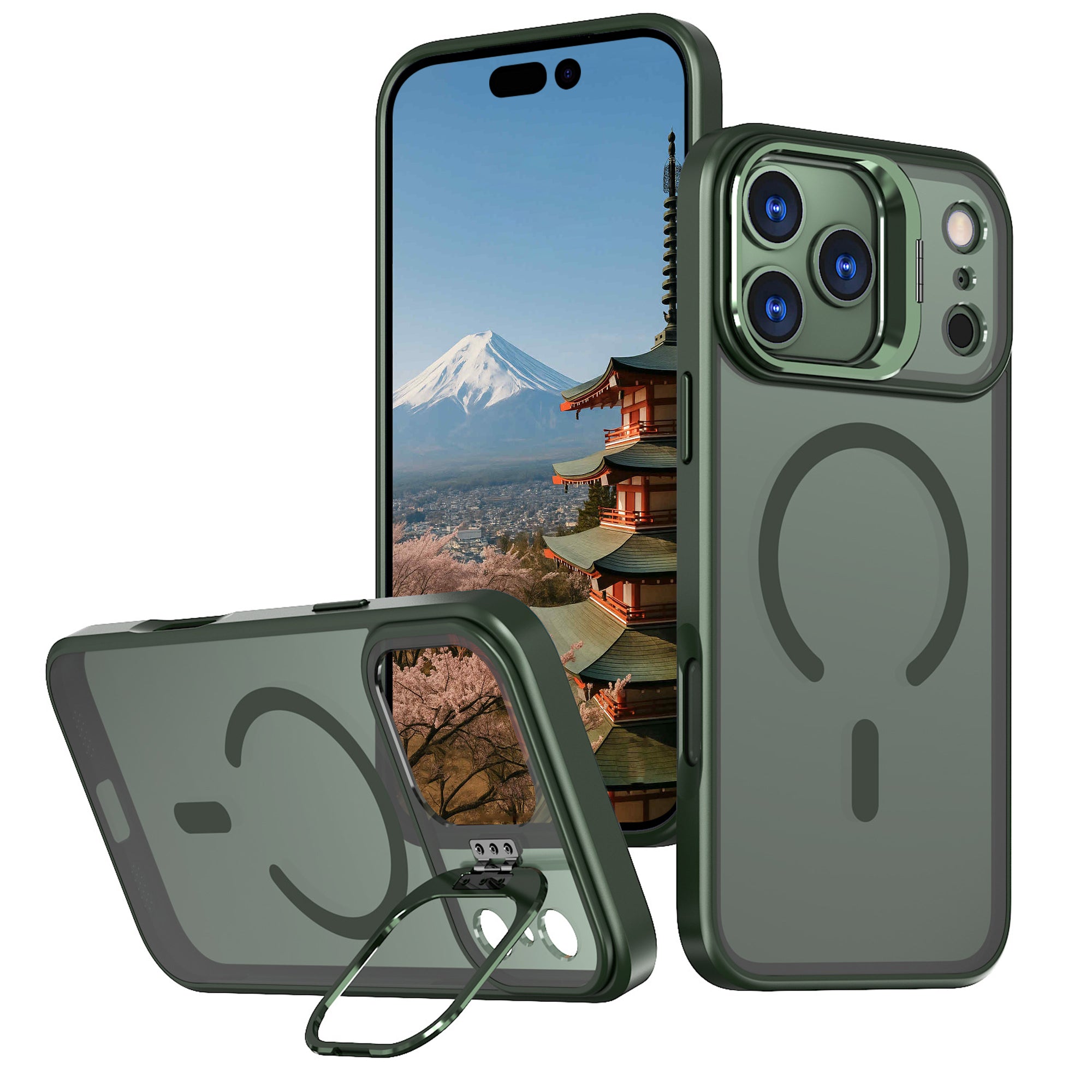 iPhone 17 Pro Max 用 ケース MagSafe対応 180°回転スタンド付き リング付き マットカラー 米軍規格 耐衝撃 カメラ保護 マグネット搭載 ワイヤレス充電対応 軽量 ストラップホール付き