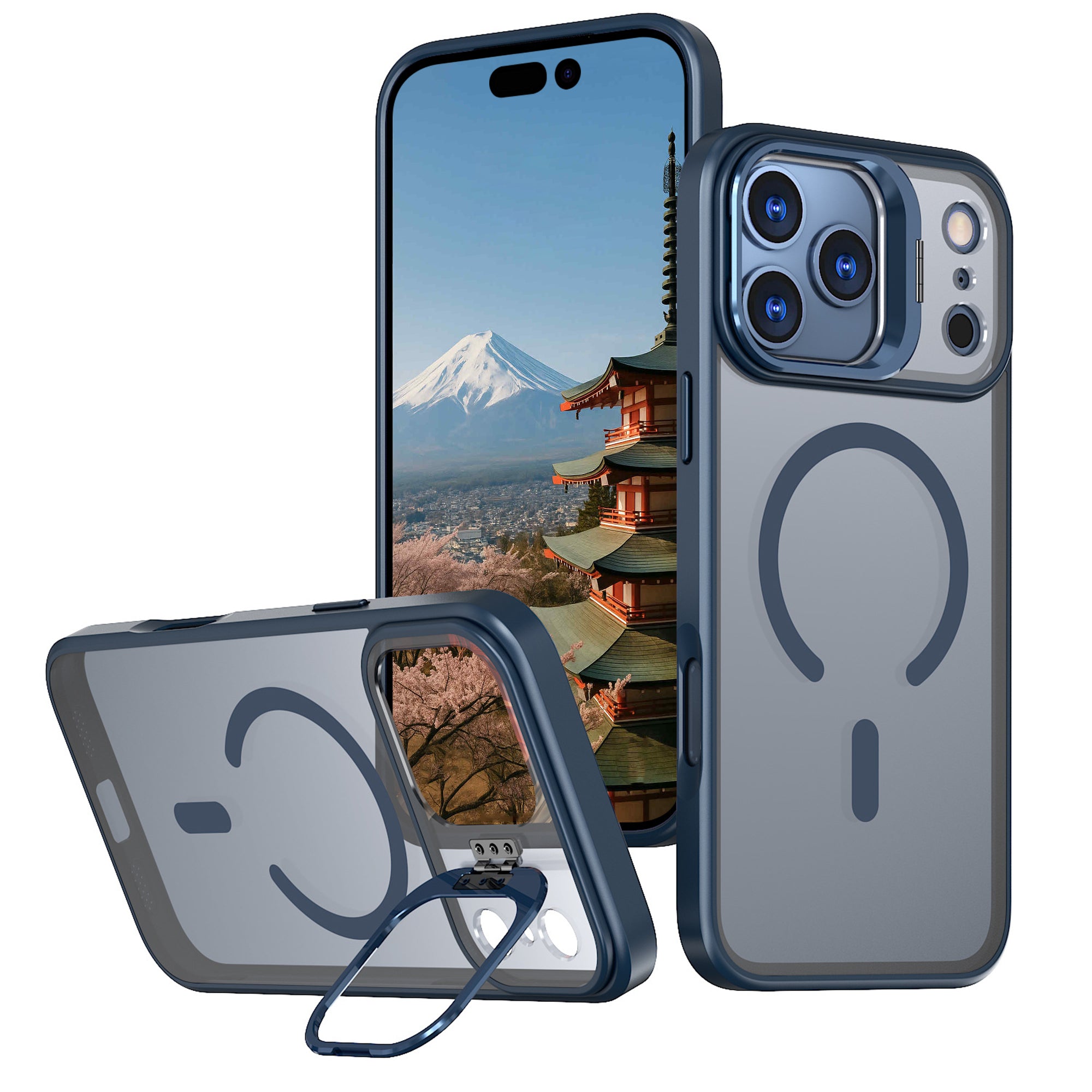 iPhone 17 Pro Max 用 ケース MagSafe対応 180°回転スタンド付き リング付き マットカラー 米軍規格 耐衝撃 カメラ保護 マグネット搭載 ワイヤレス充電対応 軽量 ストラップホール付き