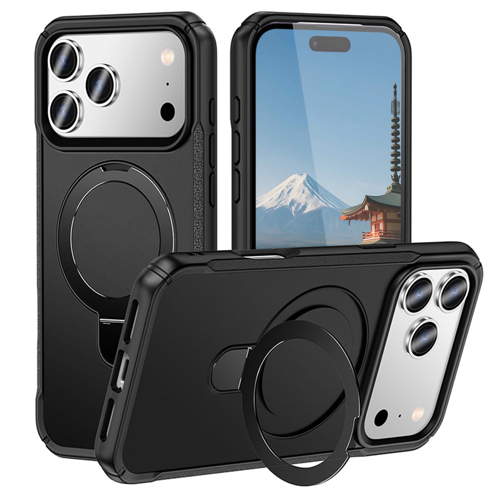 iPhone 17 Pro Max ケース MagSafe対応 360°リングスタンド付き 耐衝撃 マットカラー LILAS SHENSHINE