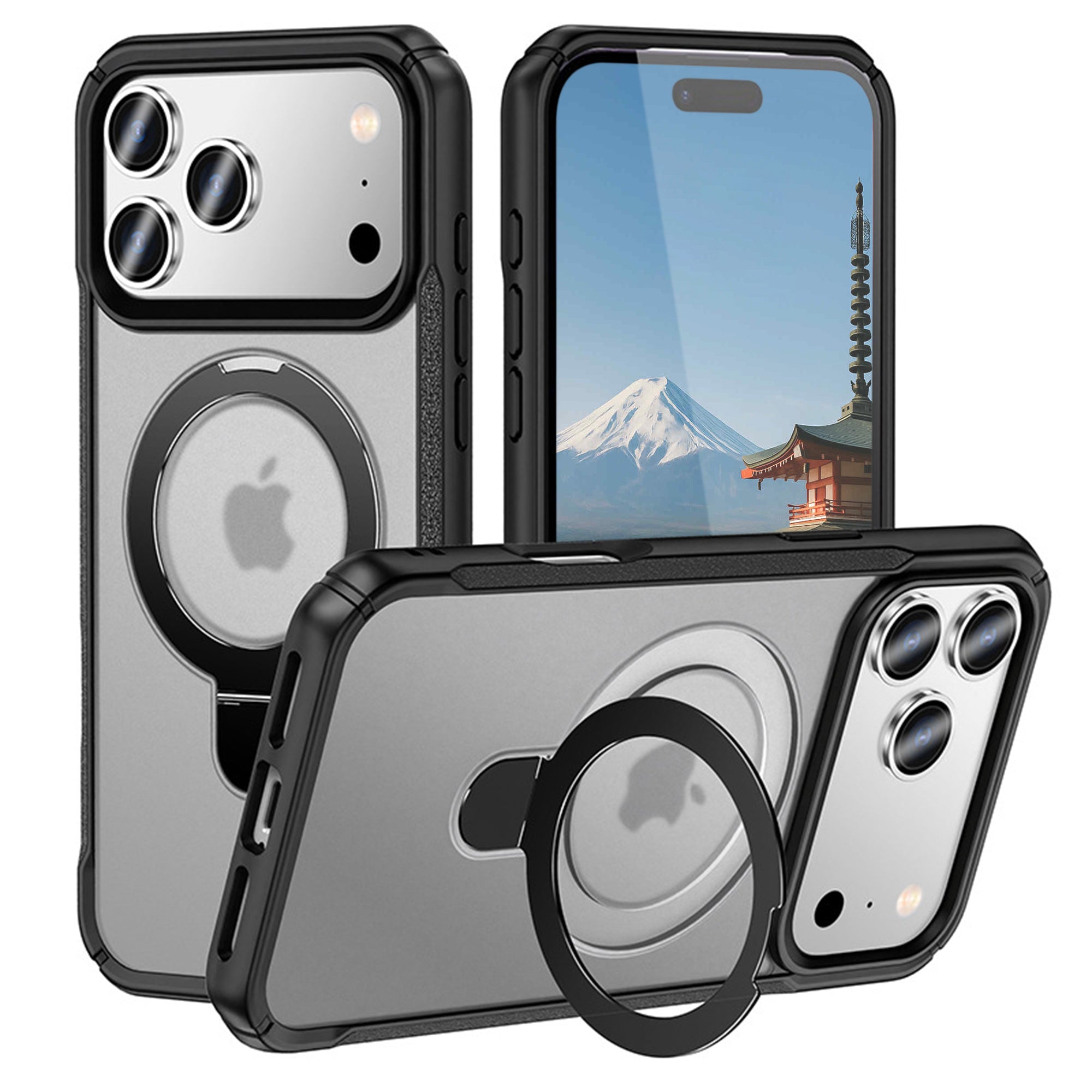 iPhone 17 Pro Max ケース MagSafe対応 360°リングスタンド付き 耐衝撃 マットカラー LILAS SHENSHINE