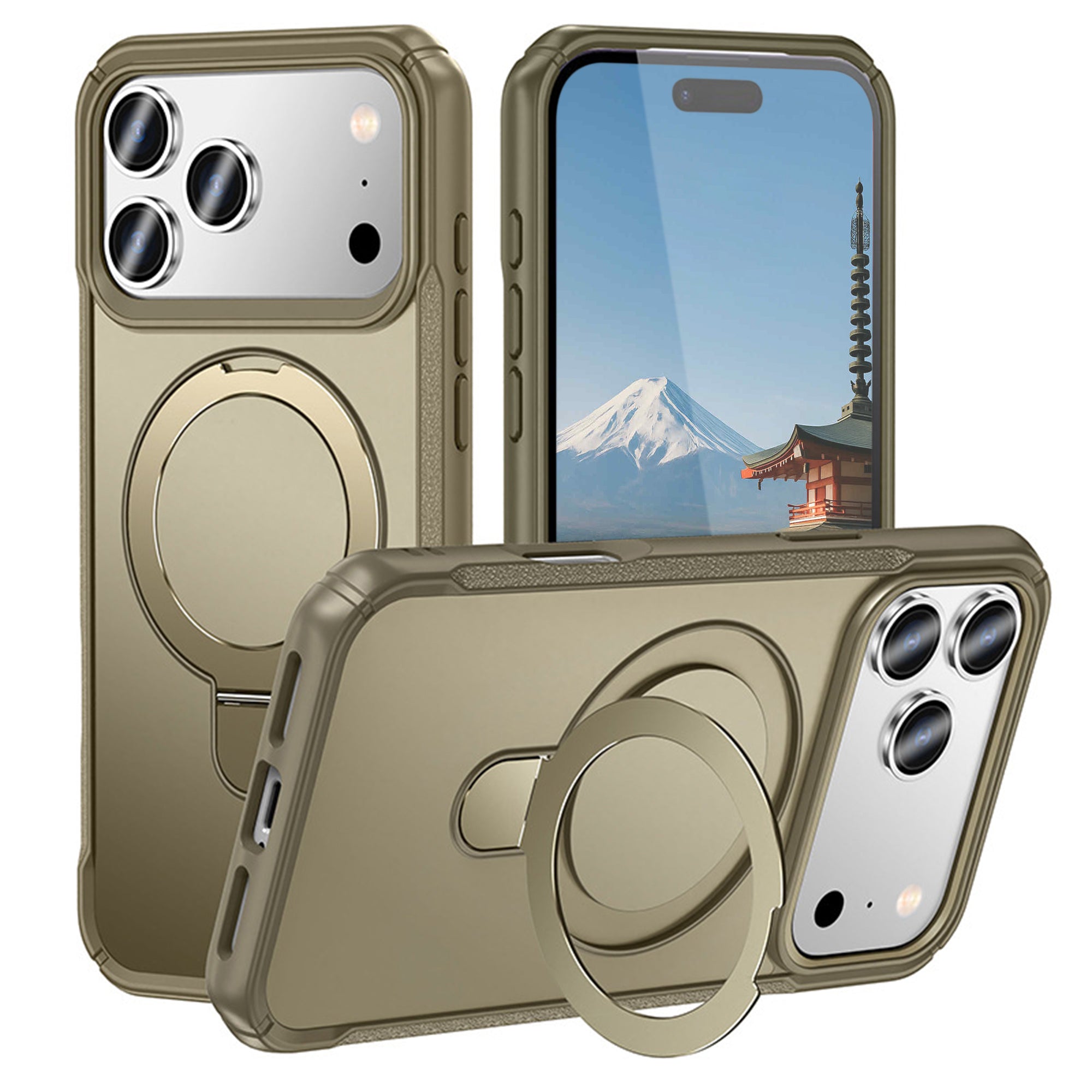 iPhone 17 Pro Max ケース MagSafe対応 360°リングスタンド付き 耐衝撃 マットカラー LILAS SHENSHINE