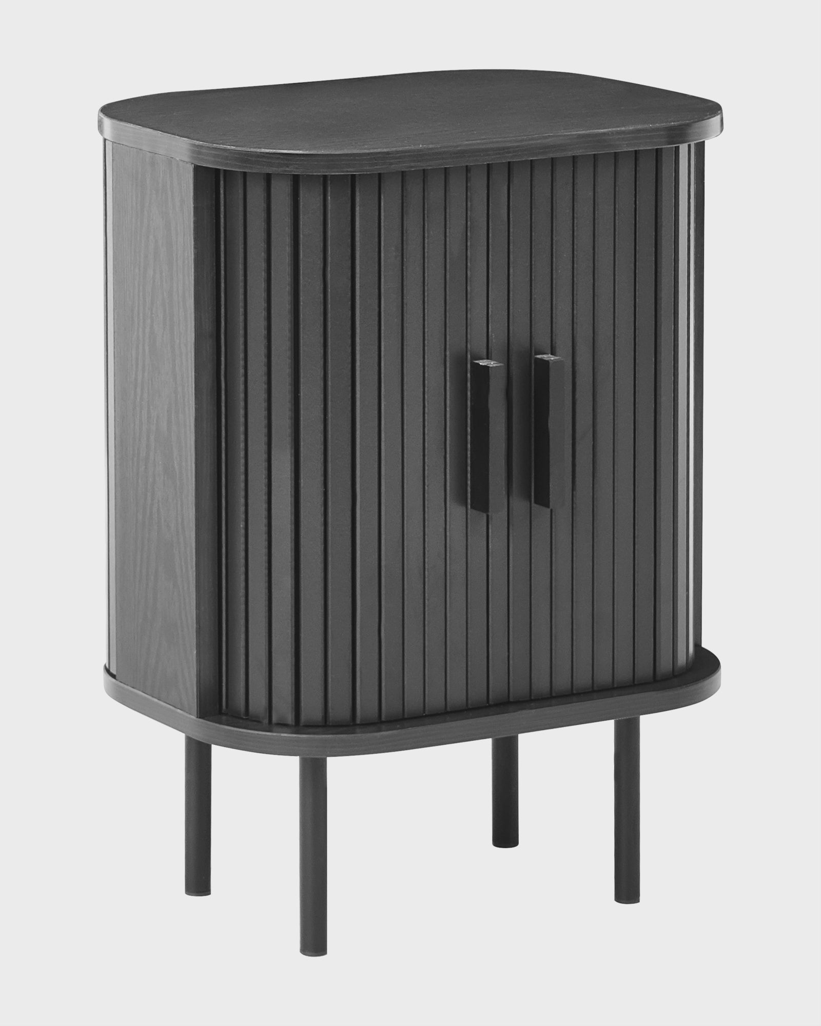 BRADLEY ブラッドリー ナイトテーブル ブラック 引き戸付き レトロ収納 MDF・パイン材 40×30×55cm