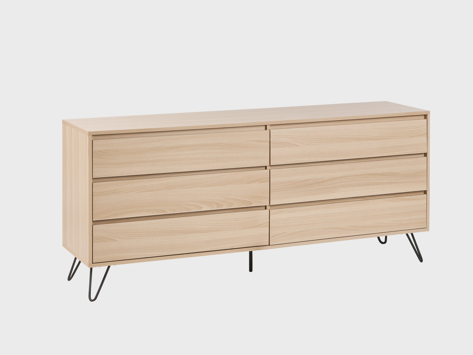 CARDIGAN チェスト タンス 6段引き出し ライトブラウン 木目調収納キャビネット ベッドルーム・リビング用