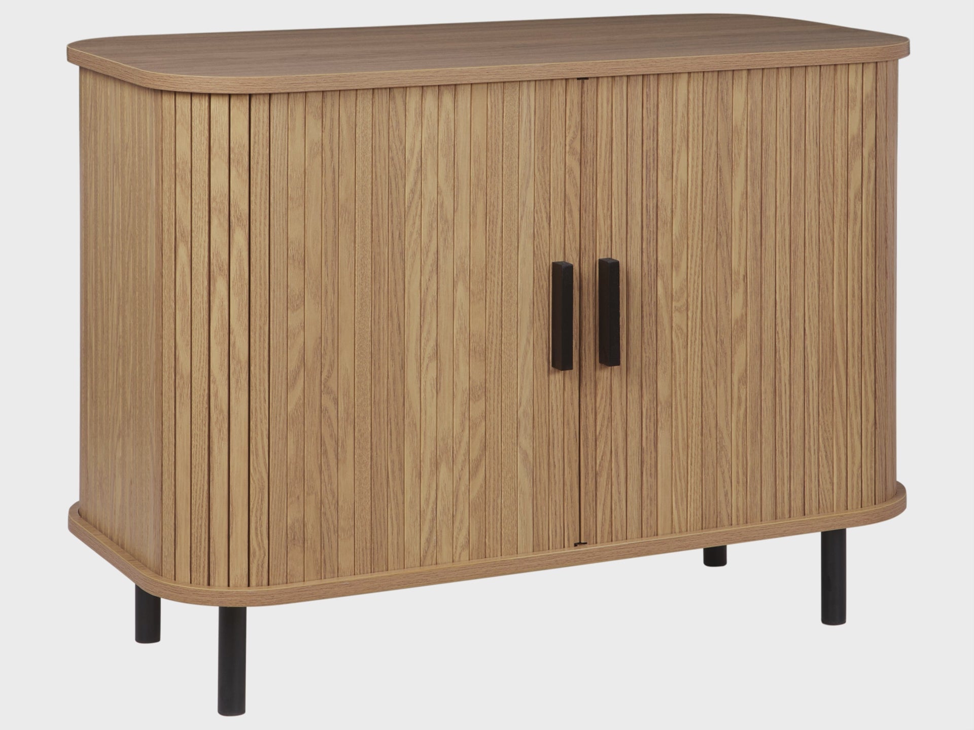 BRADLEY サイドボード ブラウン 引き戸収納 レトロ調 木目調キャビネット