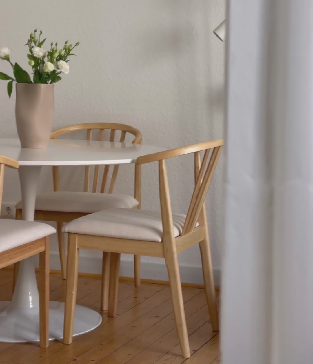 CRAIG 木製ダイニングチェア 2脚セット（ライトブラウン／ベージュ）