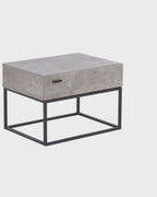 CAIRO カイロ ナイトテーブル 1引き出し インダストリアル コンクリート調 ライトグレー メタルフレーム