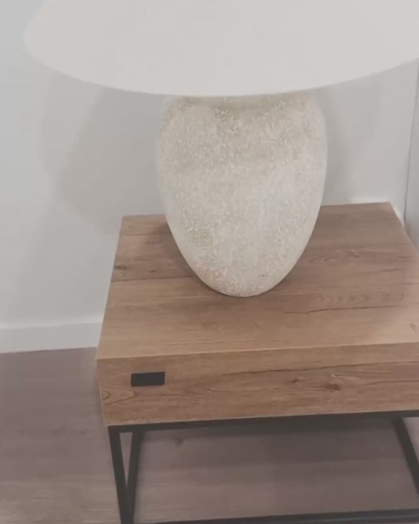 CAIRO カイロ ナイトテーブル 1引き出し インダストリアル コンクリート調 ライトブラウン メタルフレーム